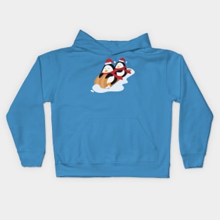 Penguins wearing santa hat Kids Hoodie